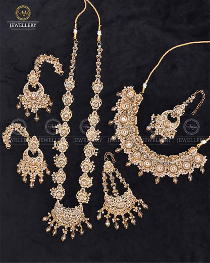 Rajwadi 6 pcs bridal set-2276-Golden Nayab Jewellery