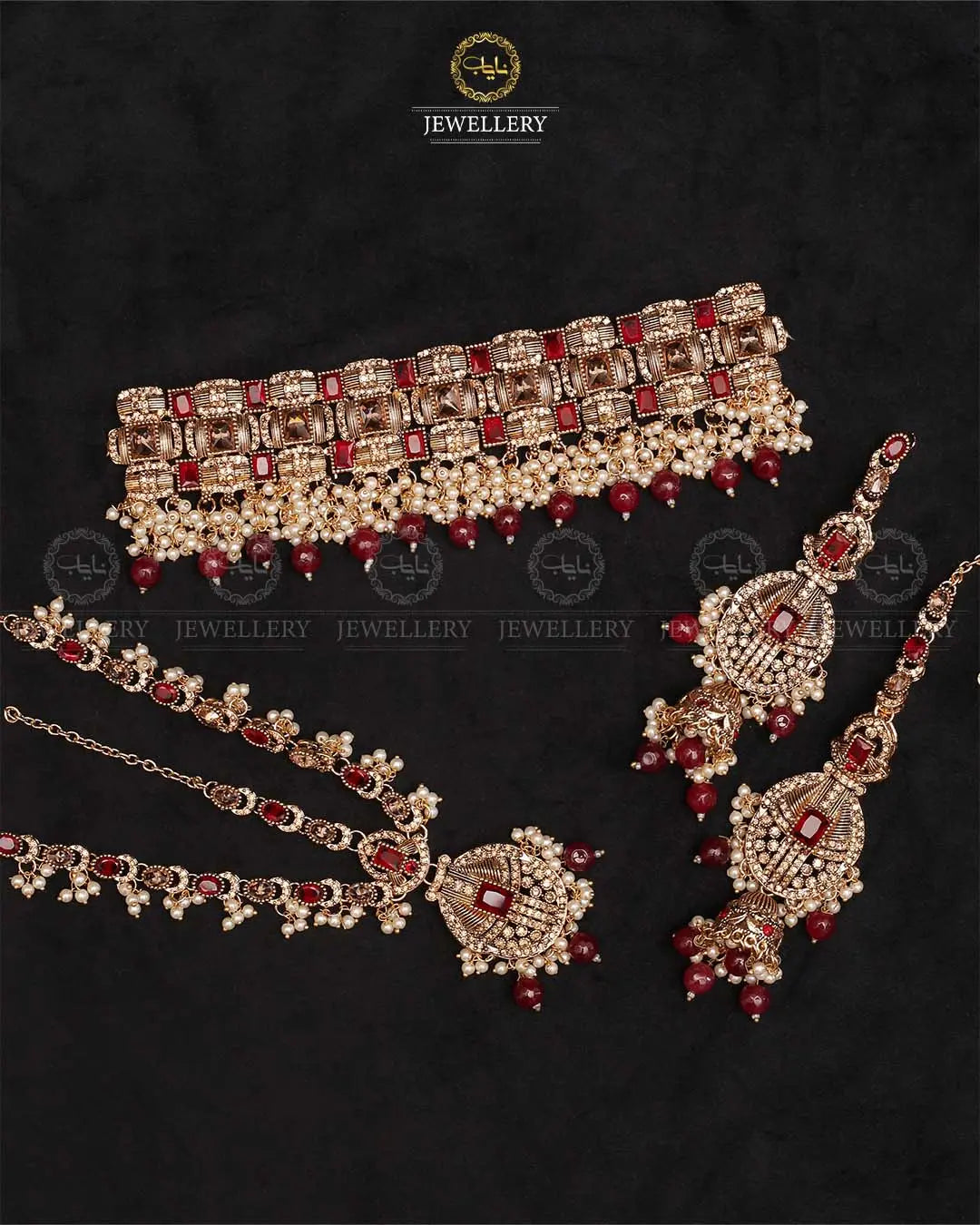 Rajwadi Chokar Bridal set with matha patti-2254-Golden Nayab Jewellery
