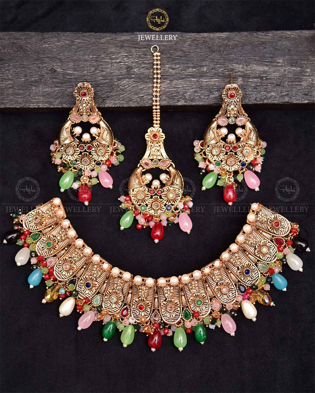 Rajwadi Collar Necklace set-2371 Nayab Jewellery