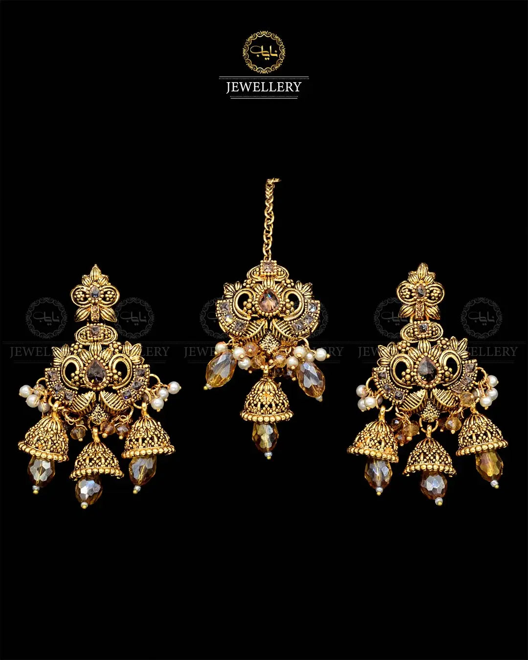 Rajwadi Earrings Tika set NJ-1865-G Nayab Jewellery