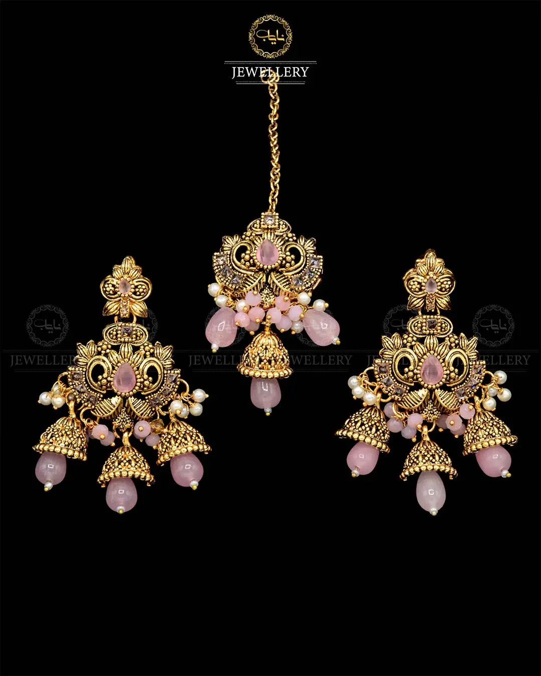 Rajwadi Earrings Tika set NJ-1865-G Nayab Jewellery