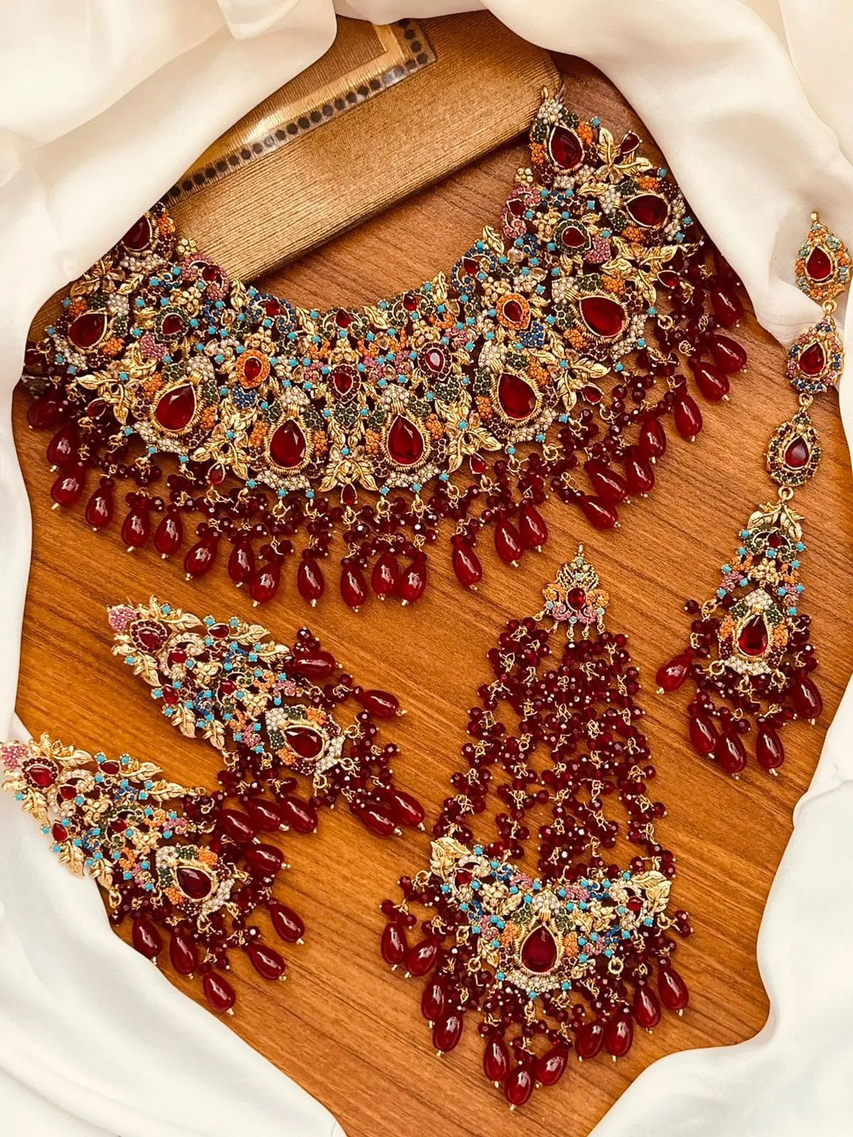 Real Stones Noratan Bridal set NJ-1622 Nayab Jewellery