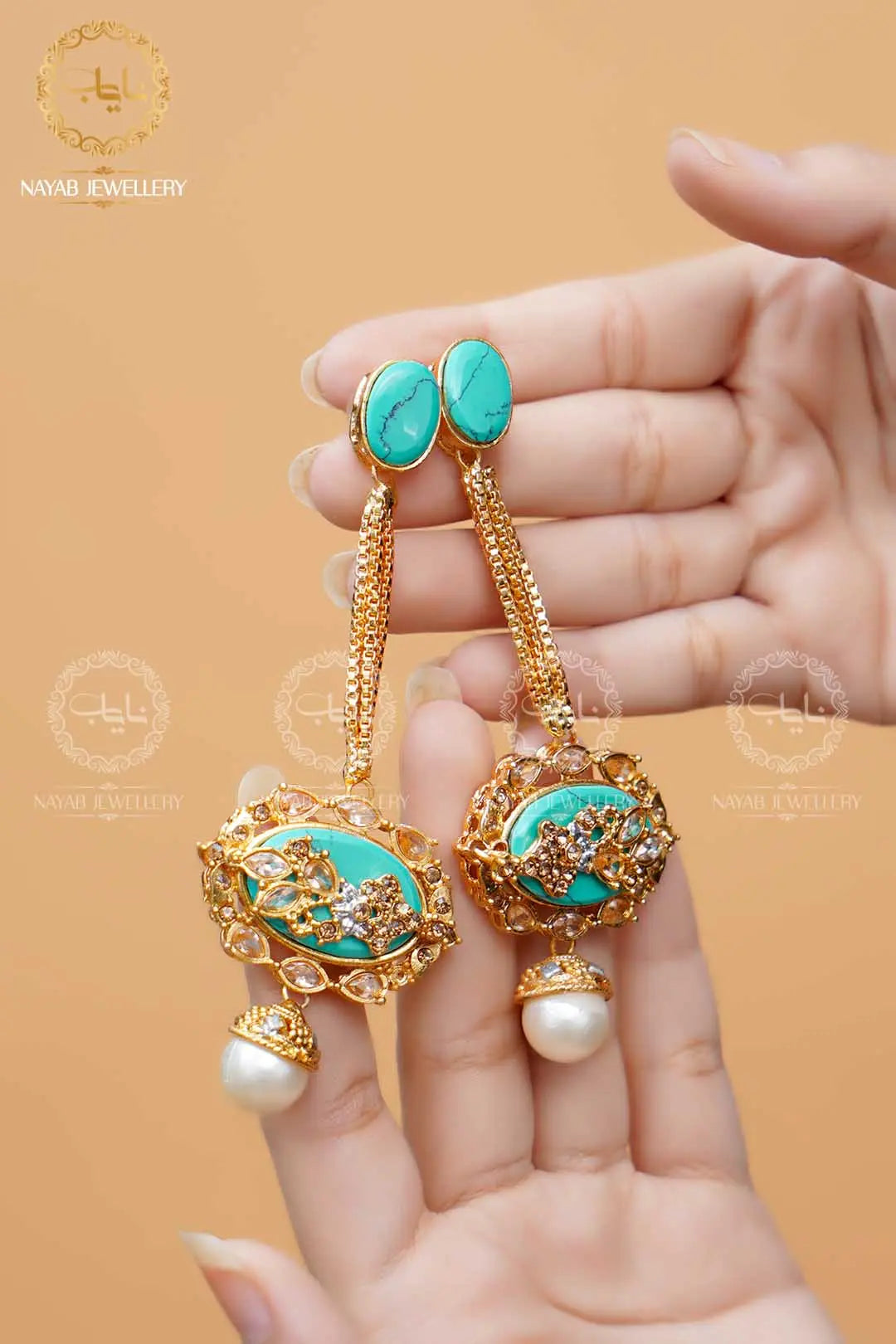 Royal Egyptian Mala Set with Long Earring  NJ-1177 Nayab Jewellery