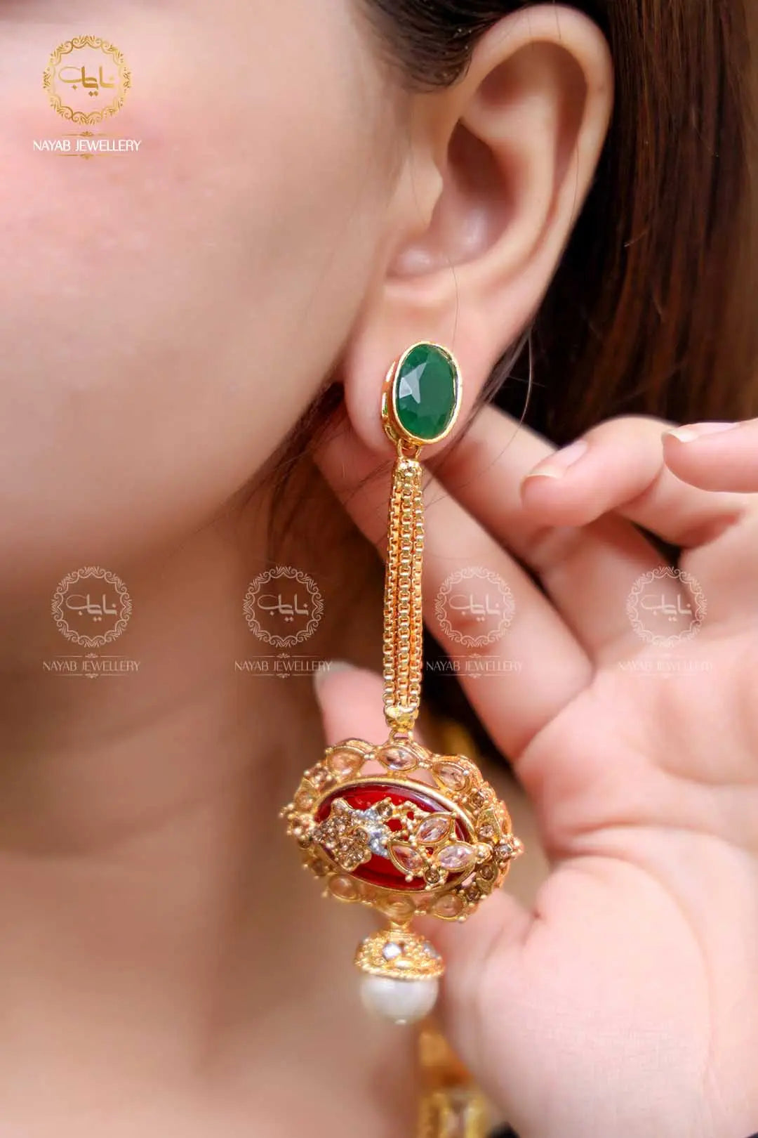 Royal Egyptian Mala Set with Long Earring  NJ-1177 Nayab Jewellery