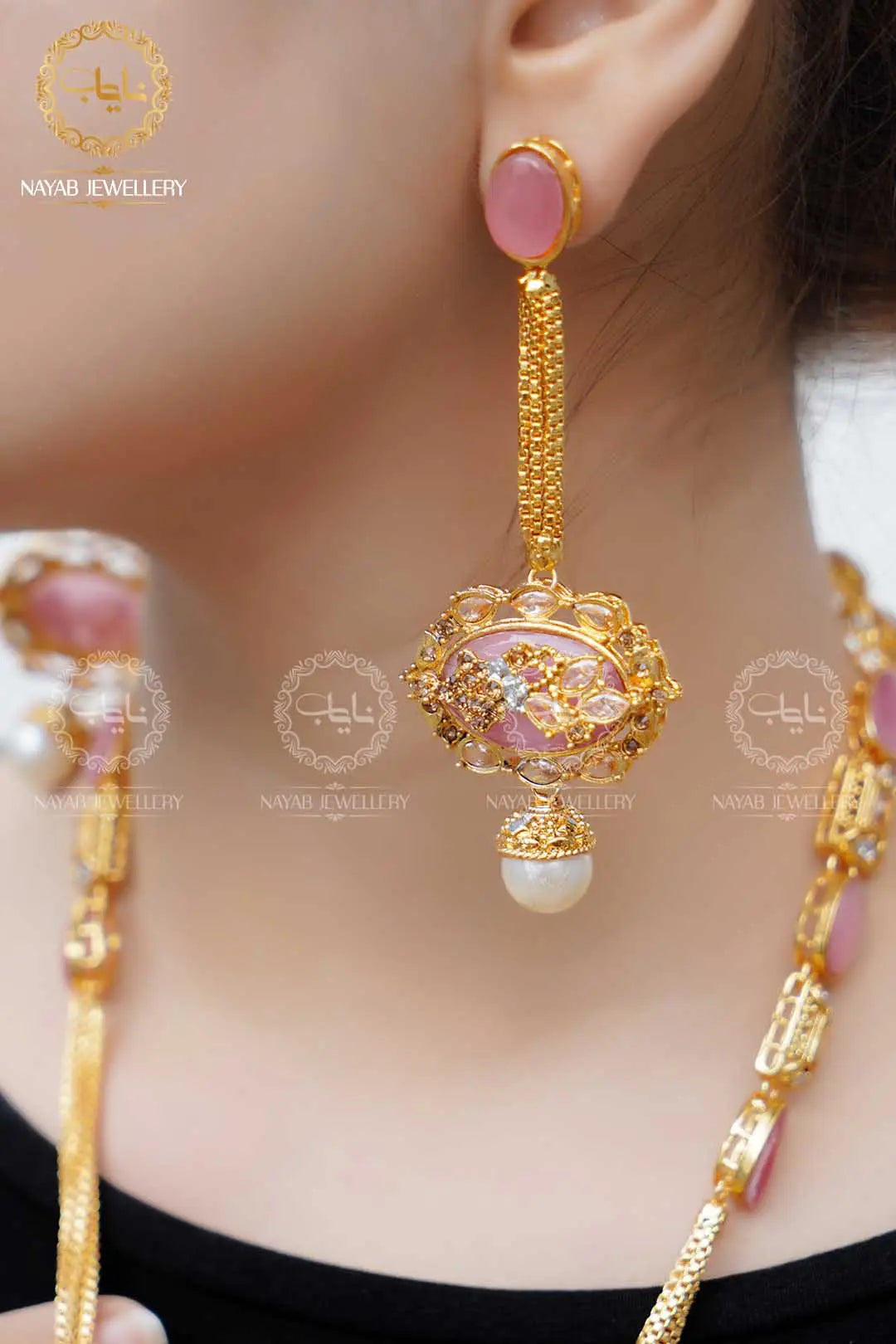 Royal Egyptian Mala Set with Long Earring  NJ-1177 Nayab Jewellery