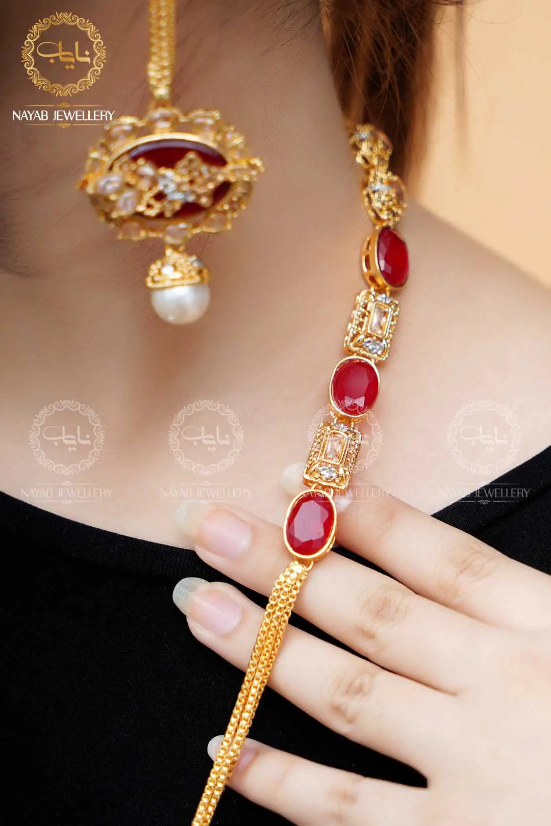 Royal Egyptian Mala Set with Long Earring  NJ-1177 Nayab Jewellery