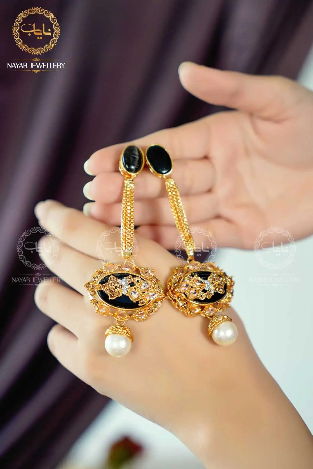 Royal Egyptian Mala Set with Long Earring  NJ-1177 Nayab Jewellery