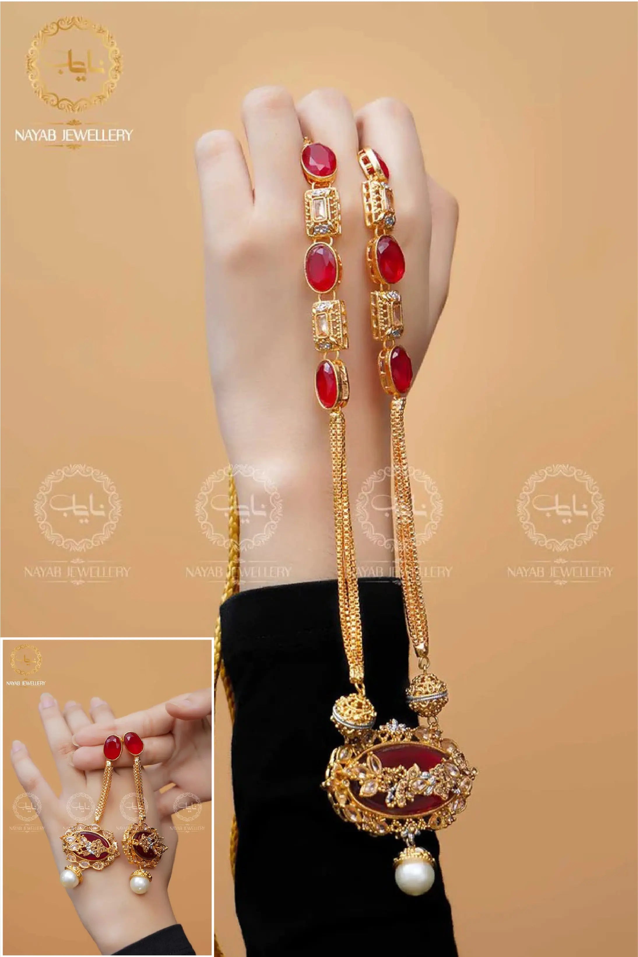 Royal Egyptian Mala Set with Long Earring  NJ-1177 Nayab Jewellery