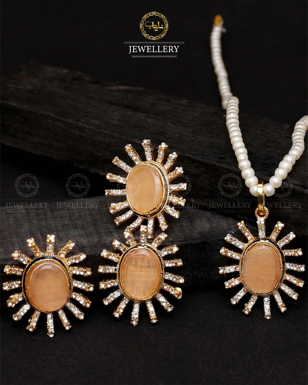 Royal Star Locket Combo set with adjustable ring-2055 Nayab Jewellery