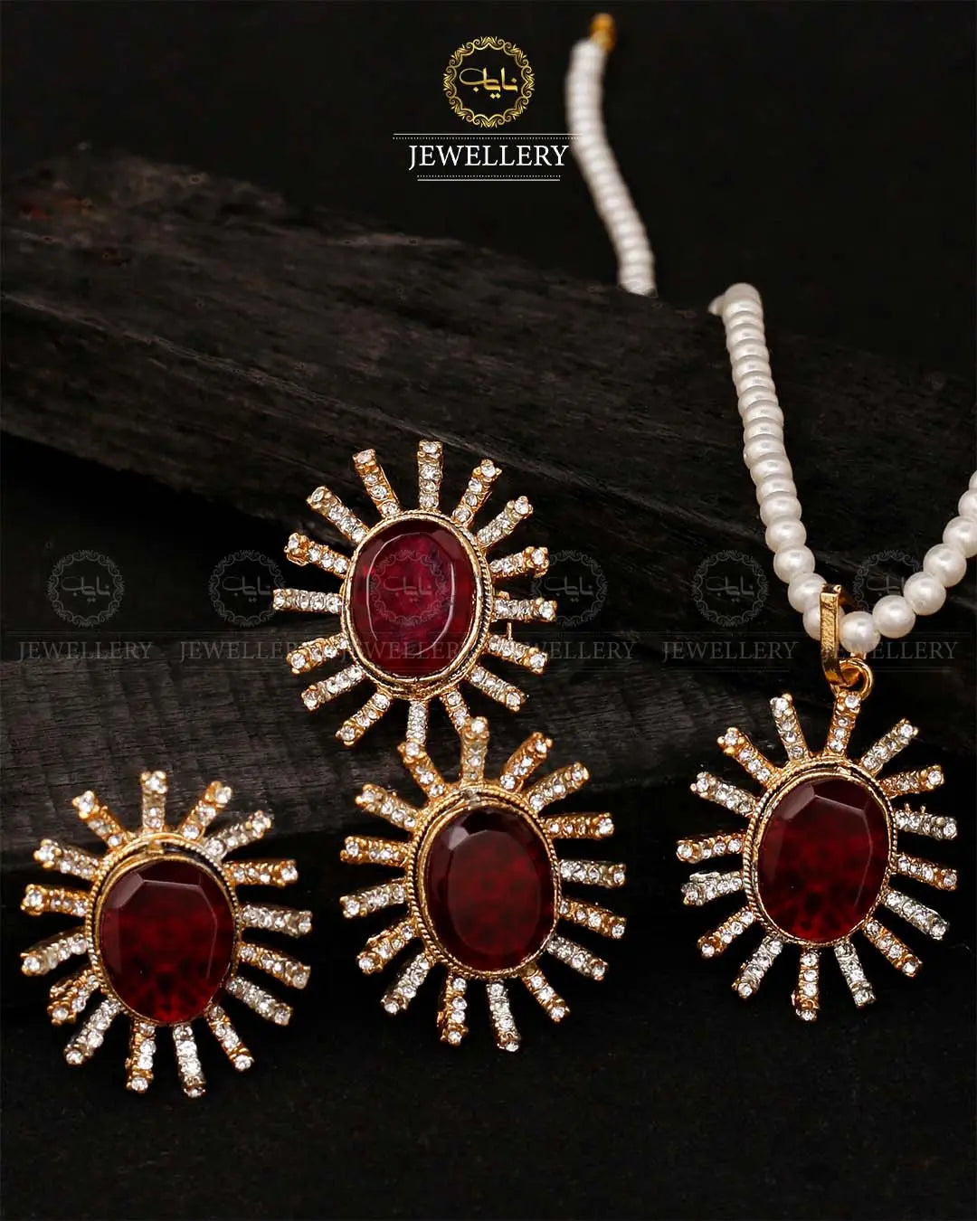 Royal Star Locket Combo set with adjustable ring-2055 Nayab Jewellery