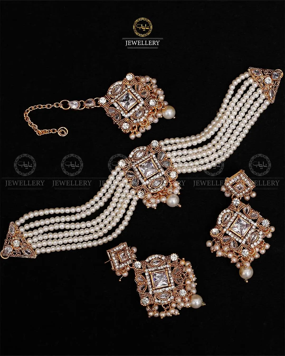 Royal Turkish Chokar set with tika-2112-Golden Nayab Jewellery