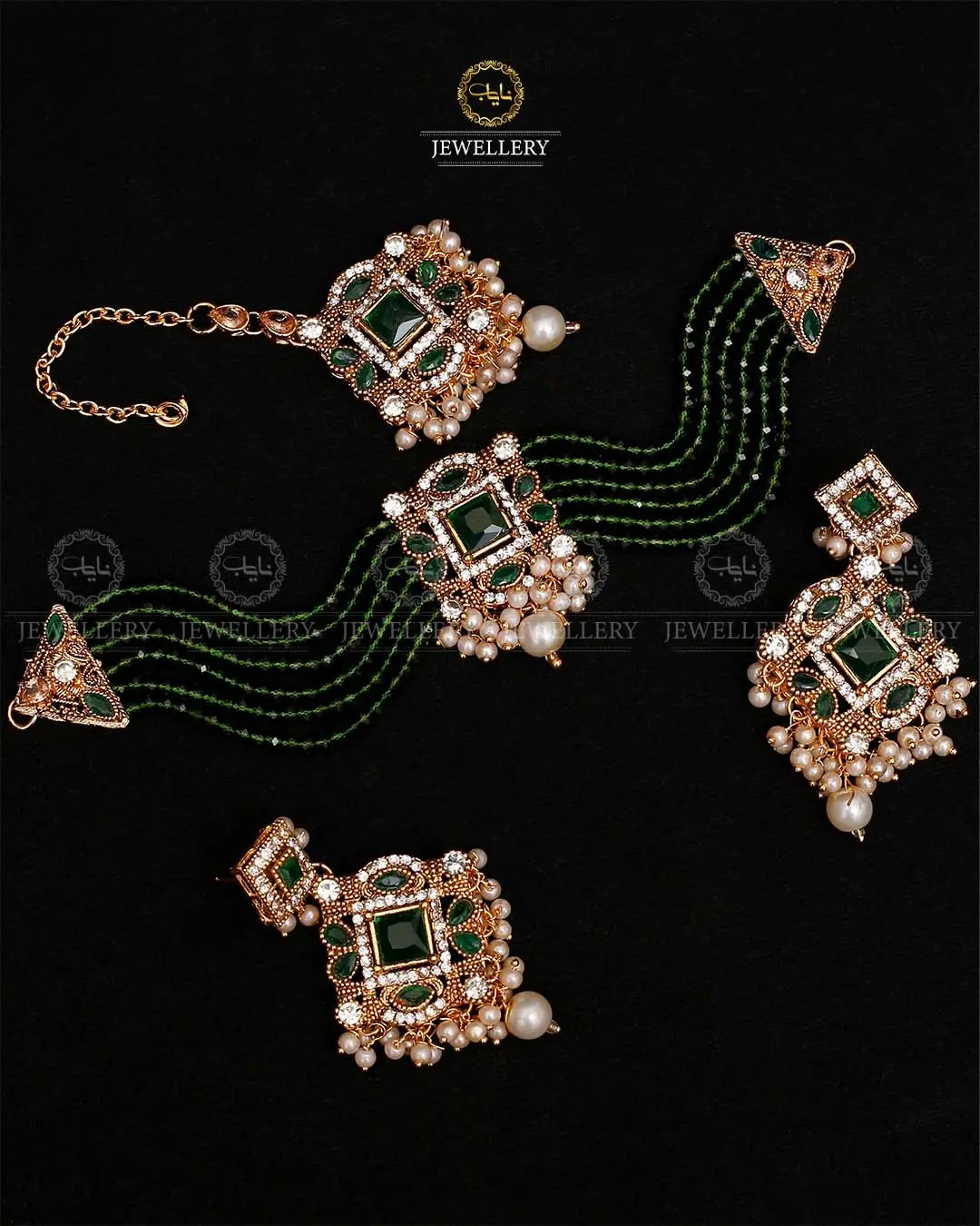 Royal Turkish Chokar set with tika-2112-Golden Nayab Jewellery