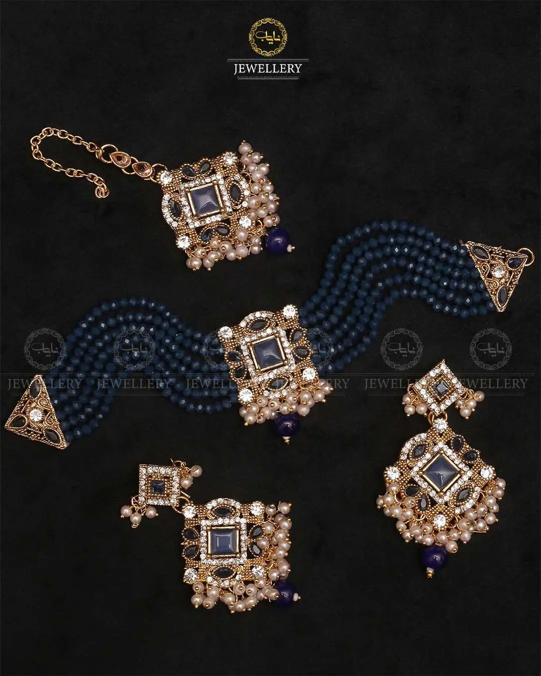 Royal Turkish Chokar set with tika-2112-Golden Nayab Jewellery