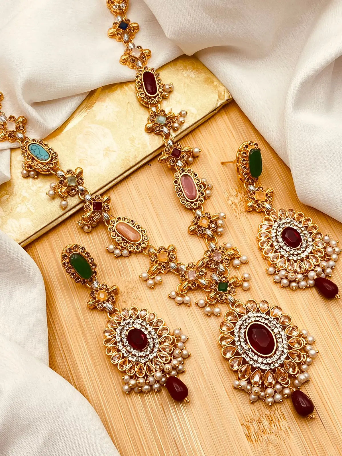 Royal Zarcon  Mala Set with Earring  NJ-1518 Nayab Jewellery