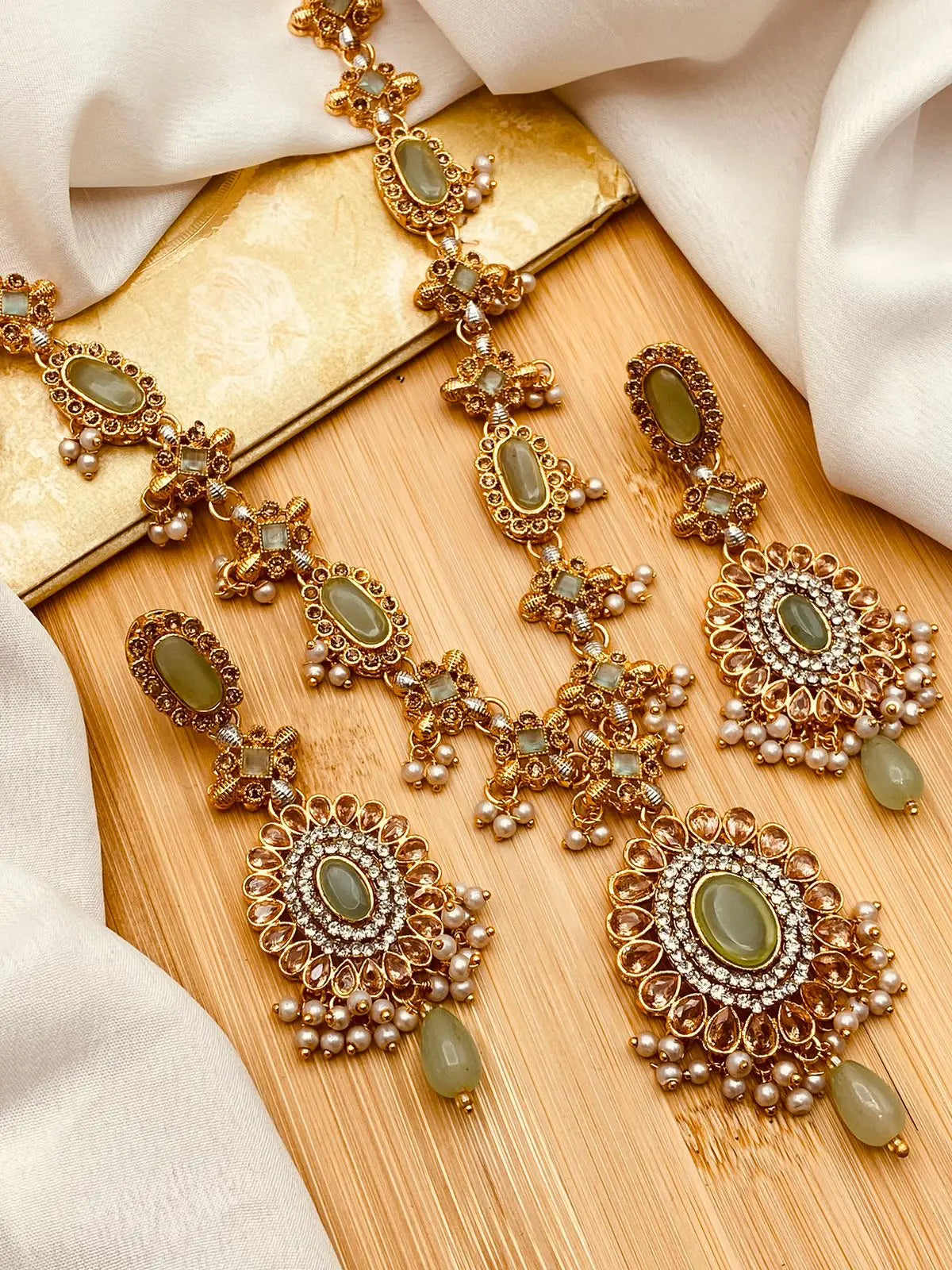 Royal Zarcon  Mala Set with Earring  NJ-1518 Nayab Jewellery