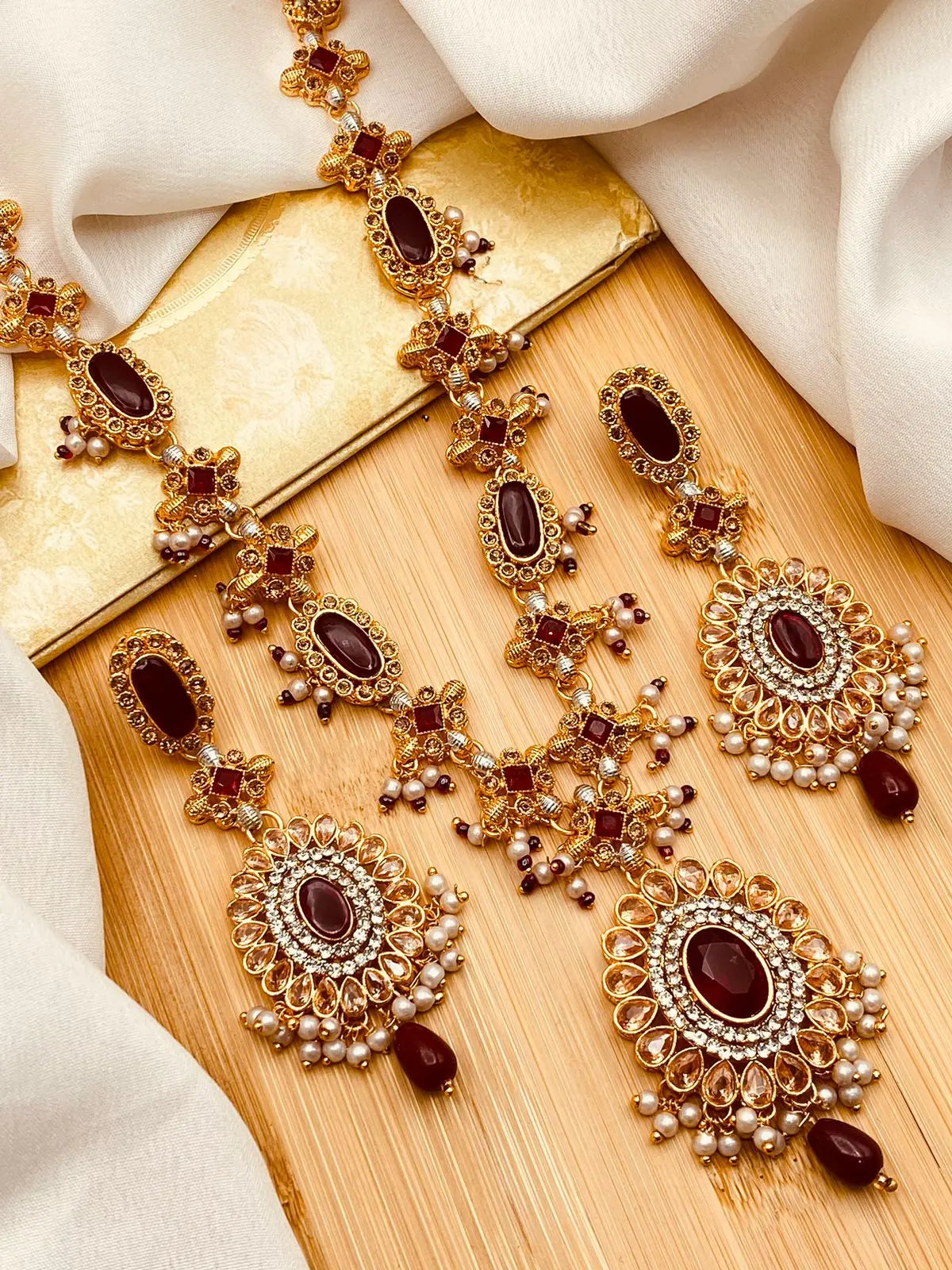 Royal Zarcon  Mala Set with Earring  NJ-1518 Nayab Jewellery