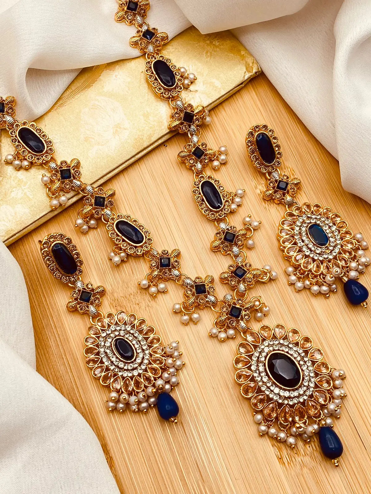 Royal Zarcon  Mala Set with Earring  NJ-1518 Nayab Jewellery