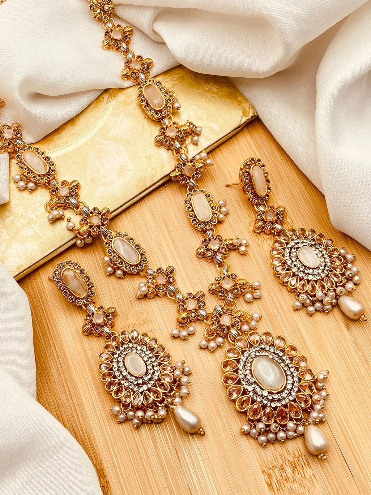 Royal Zarcon  Mala Set with Earring  NJ-1518 Nayab Jewellery