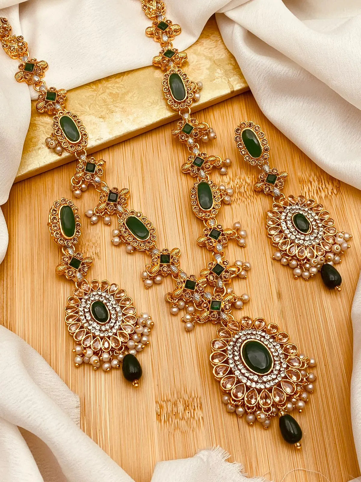 Royal Zarcon  Mala Set with Earring  NJ-1518 Nayab Jewellery