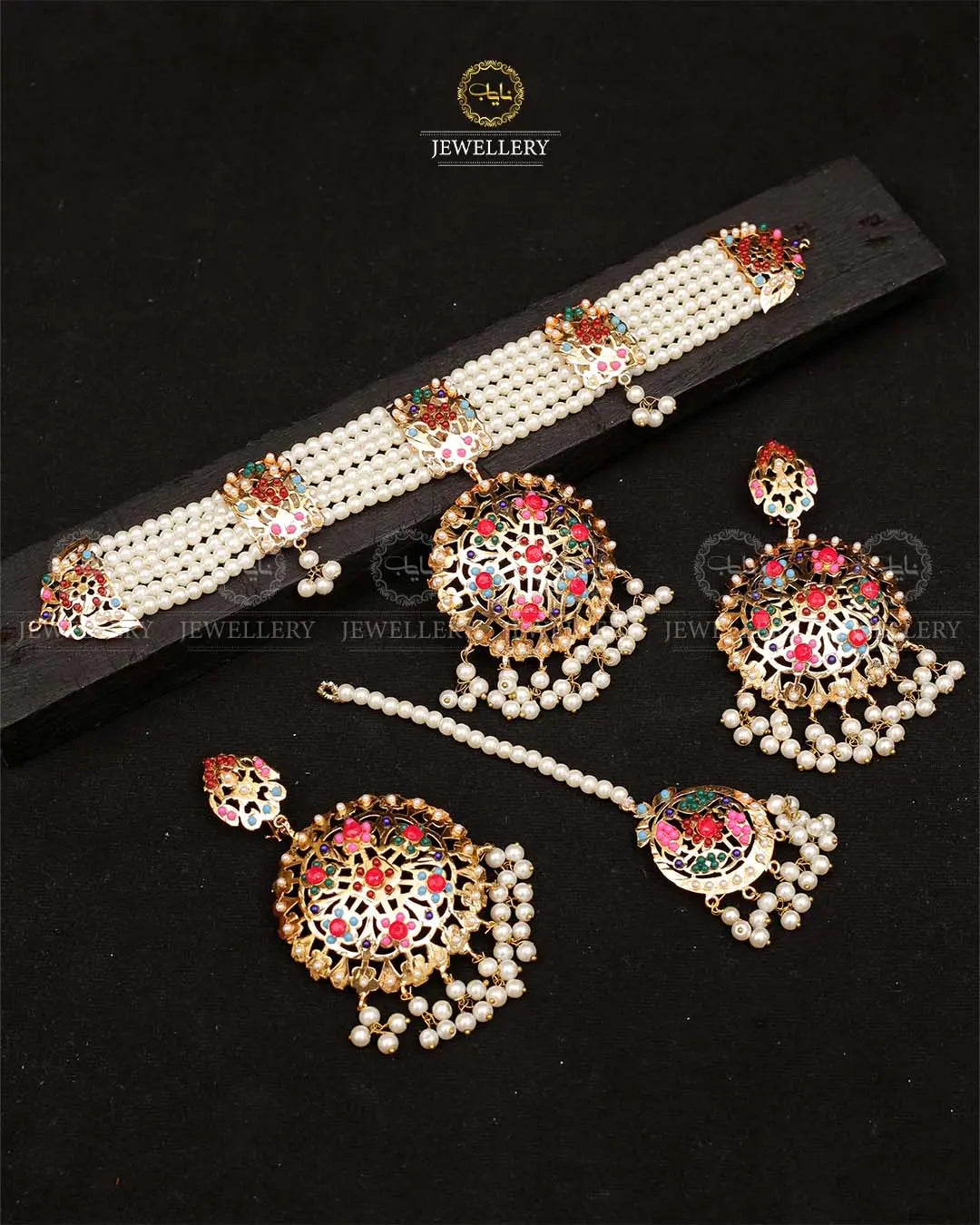 Safeer Hyedrabadi Chokar set with tika-2115 Nayab Jewellery