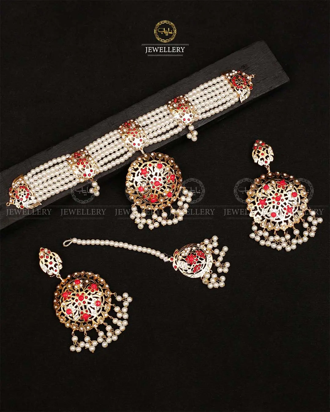 Safeer Hyedrabadi Chokar set with tika-2115 Nayab Jewellery