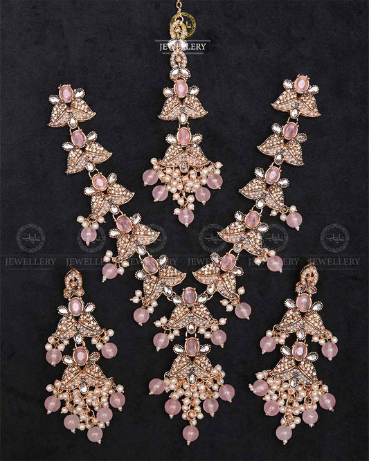 Shinning Star Necklace set with Tika-2260-Golden Nayab Jewellery