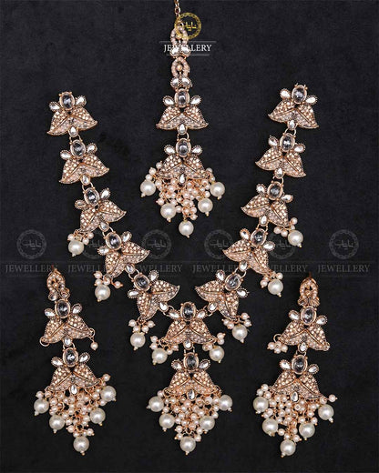 Shinning Star Necklace set with Tika-2260-Golden Nayab Jewellery