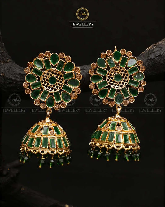 Tapper Flower jhumki-2162-Golden Nayab Jewellery