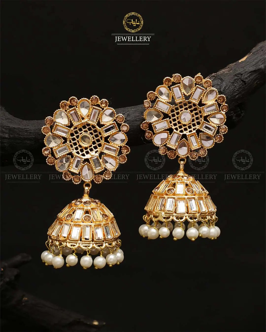 Tapper Flower jhumki-2162-Golden Nayab Jewellery