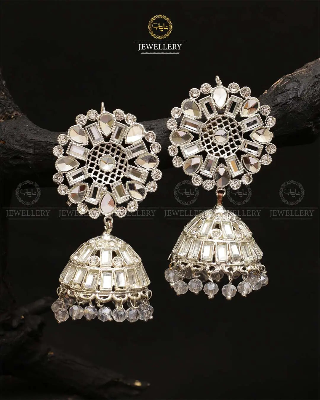 Tapper Flower jhumki-2162-Silver Nayab Jewellery