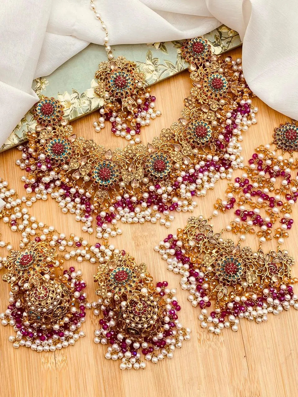 Traditional Hand made Noratan Bridal set  -2138 Nayab Jewellery