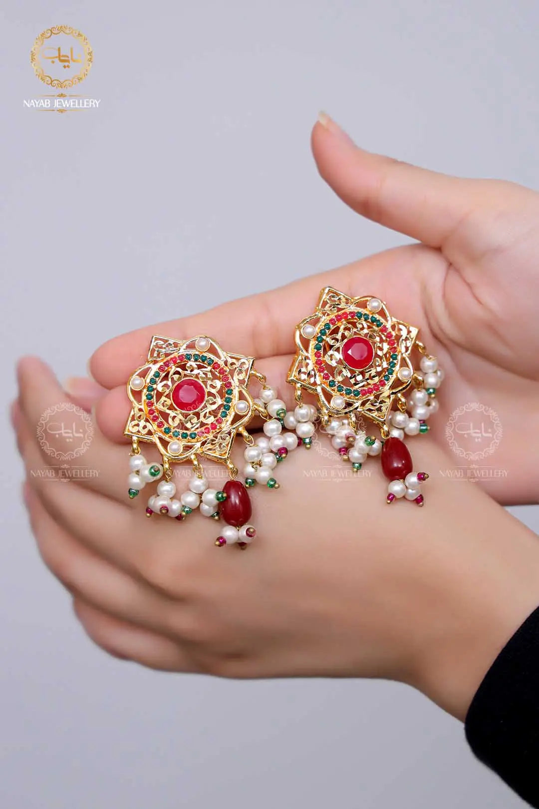 Traditional Hyedrabadi Mala Set with Tops NJ-1170 Nayab Jewellery