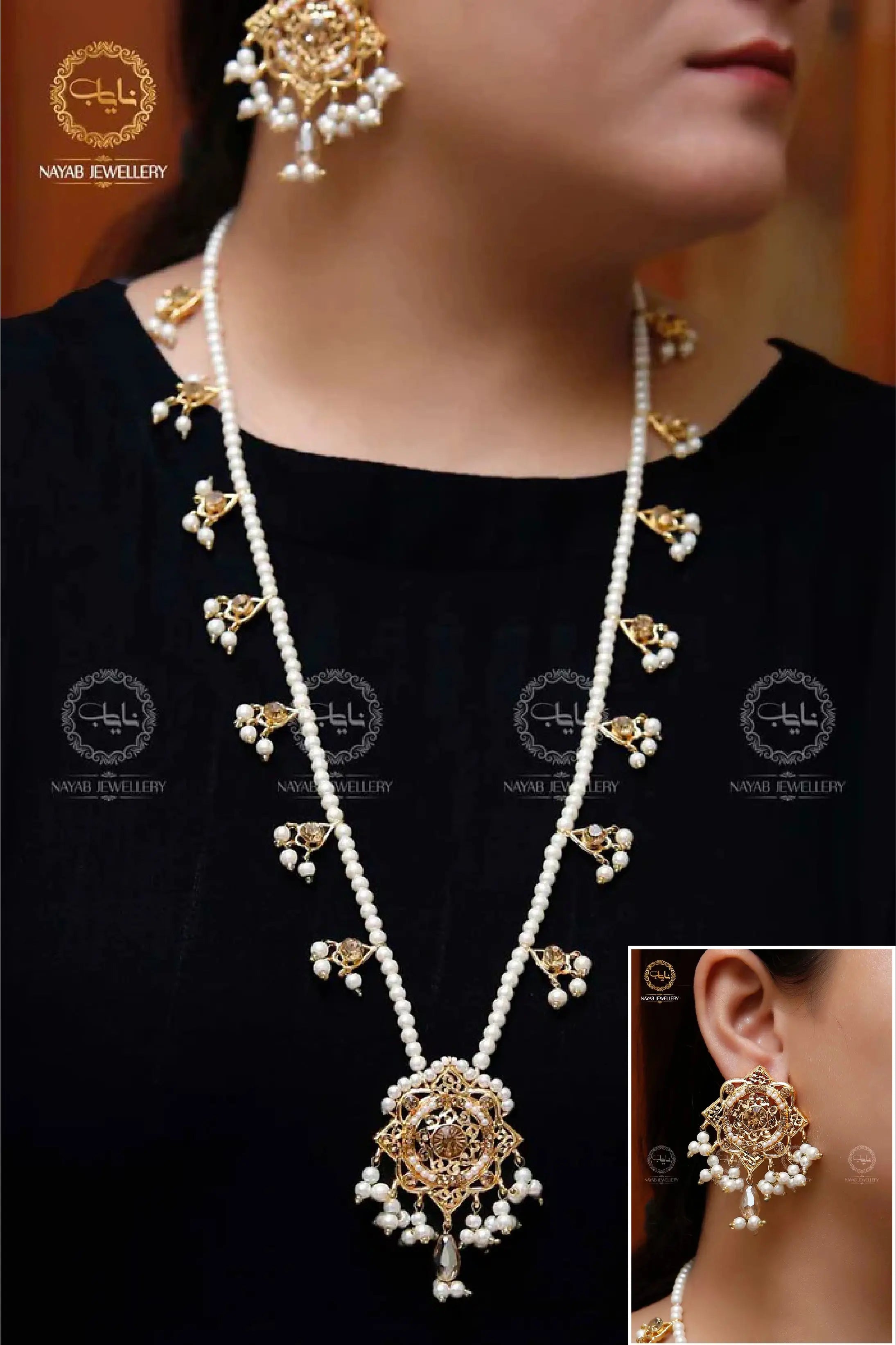 Traditional Hyedrabadi Mala Set with Tops NJ-1170 Nayab Jewellery