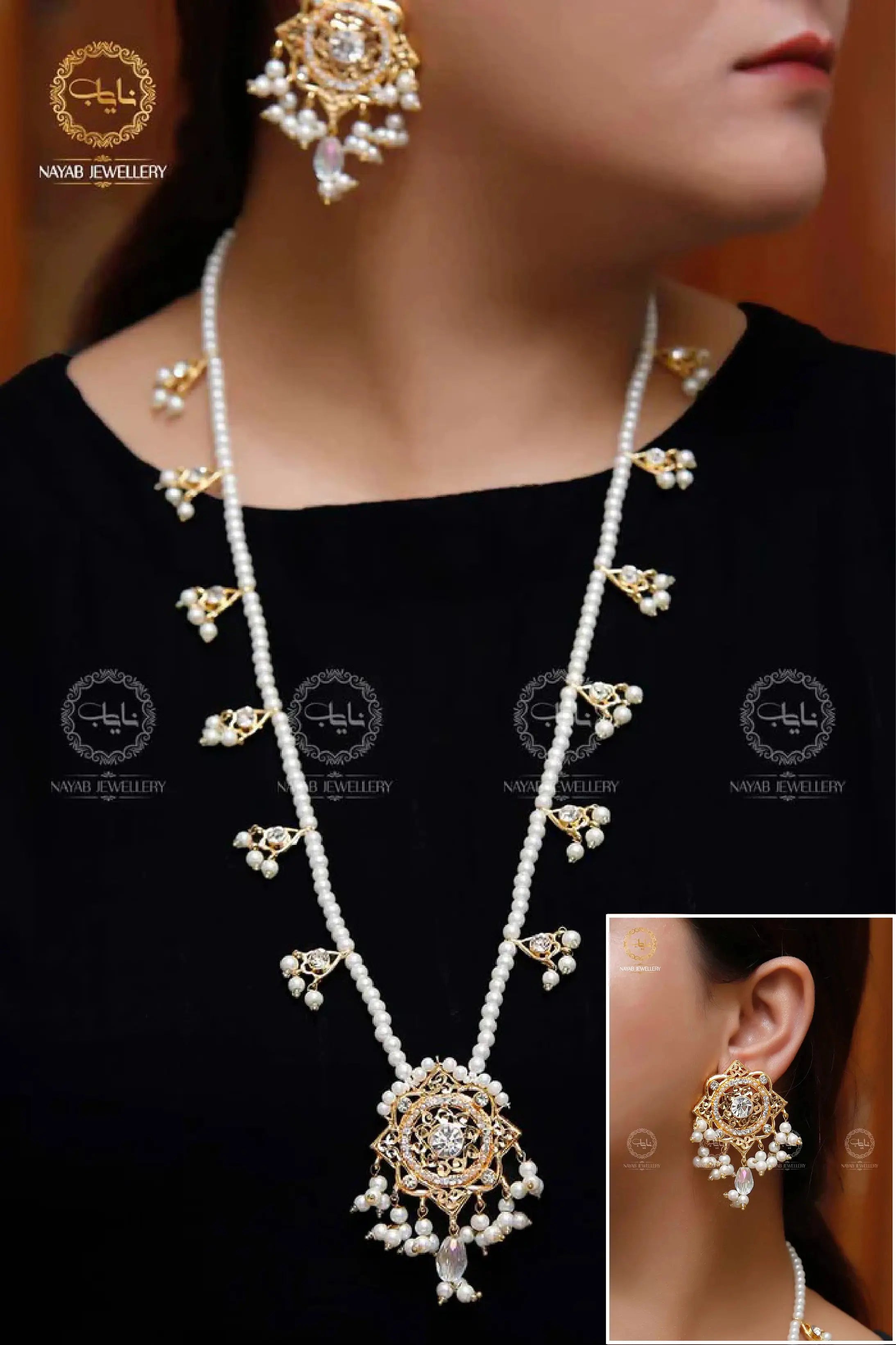 Traditional Hyedrabadi Mala Set with Tops NJ-1170 Nayab Jewellery