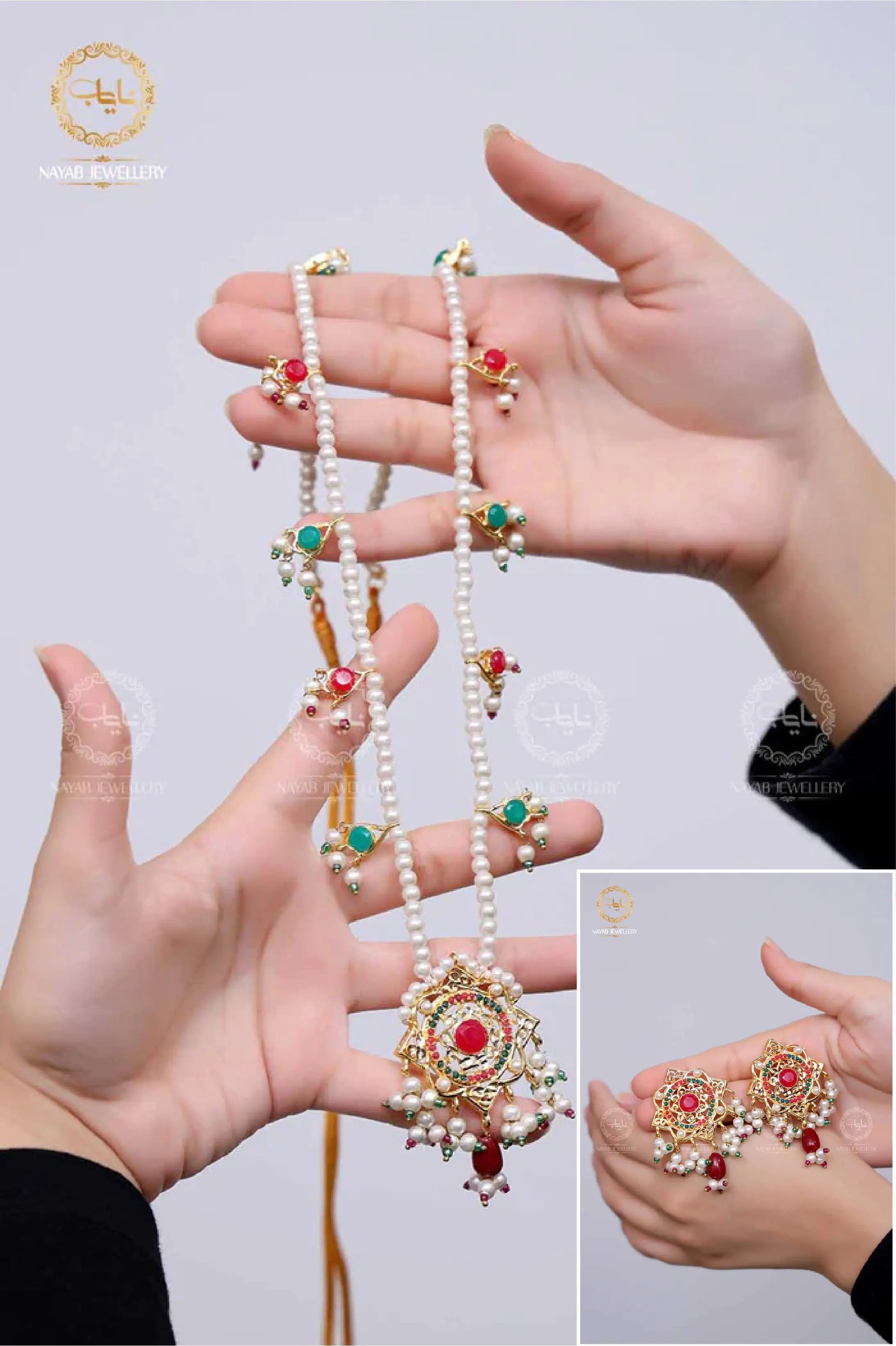 Traditional Hyedrabadi Mala Set with Tops NJ-1170 Nayab Jewellery