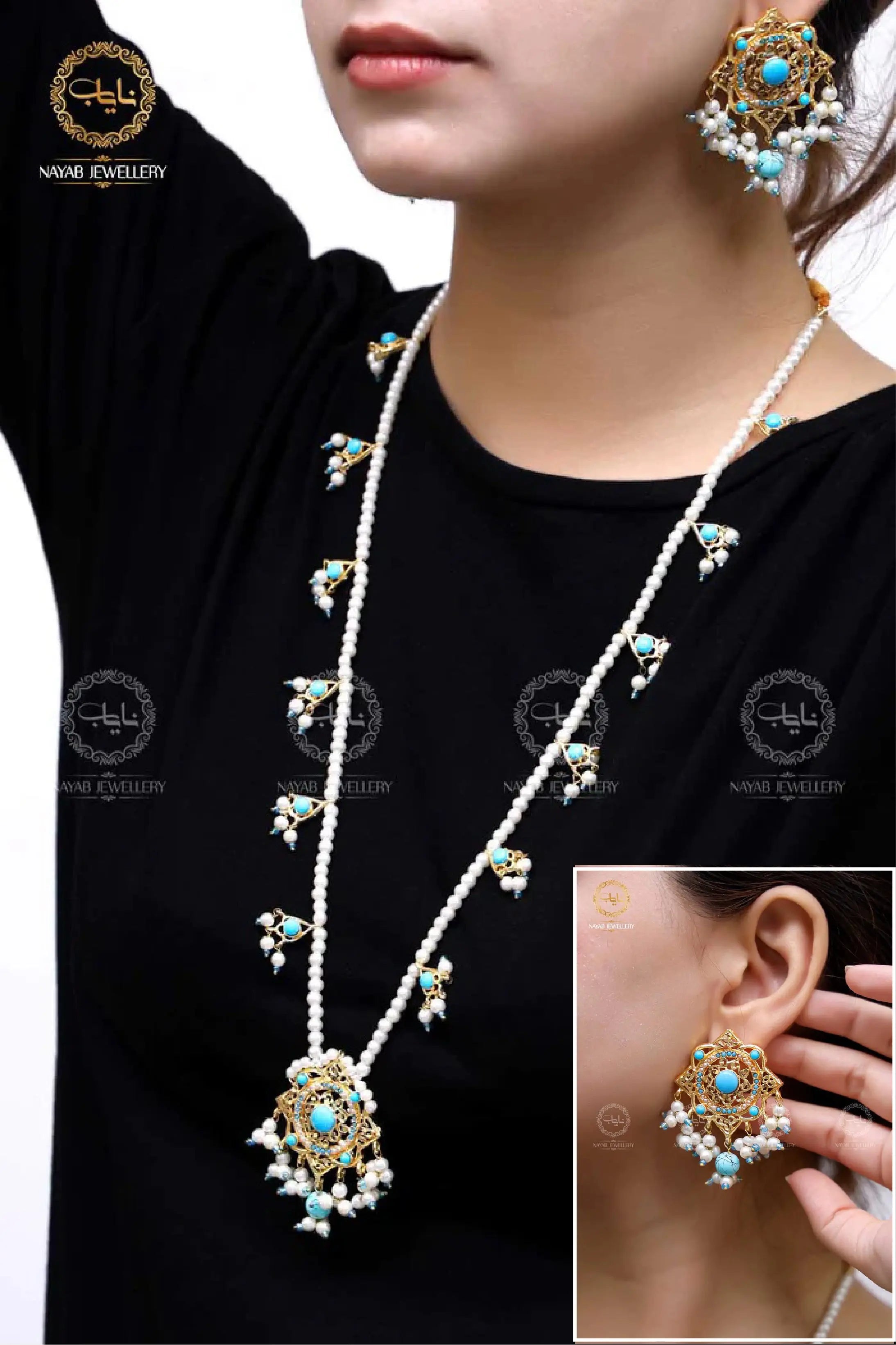 Traditional Hyedrabadi Mala Set with Tops NJ-1170 Nayab Jewellery