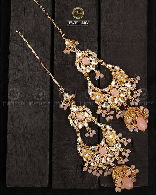 Traditional Kundan Big size jhumka with sahara-2163-Golden Nayab Jewellery