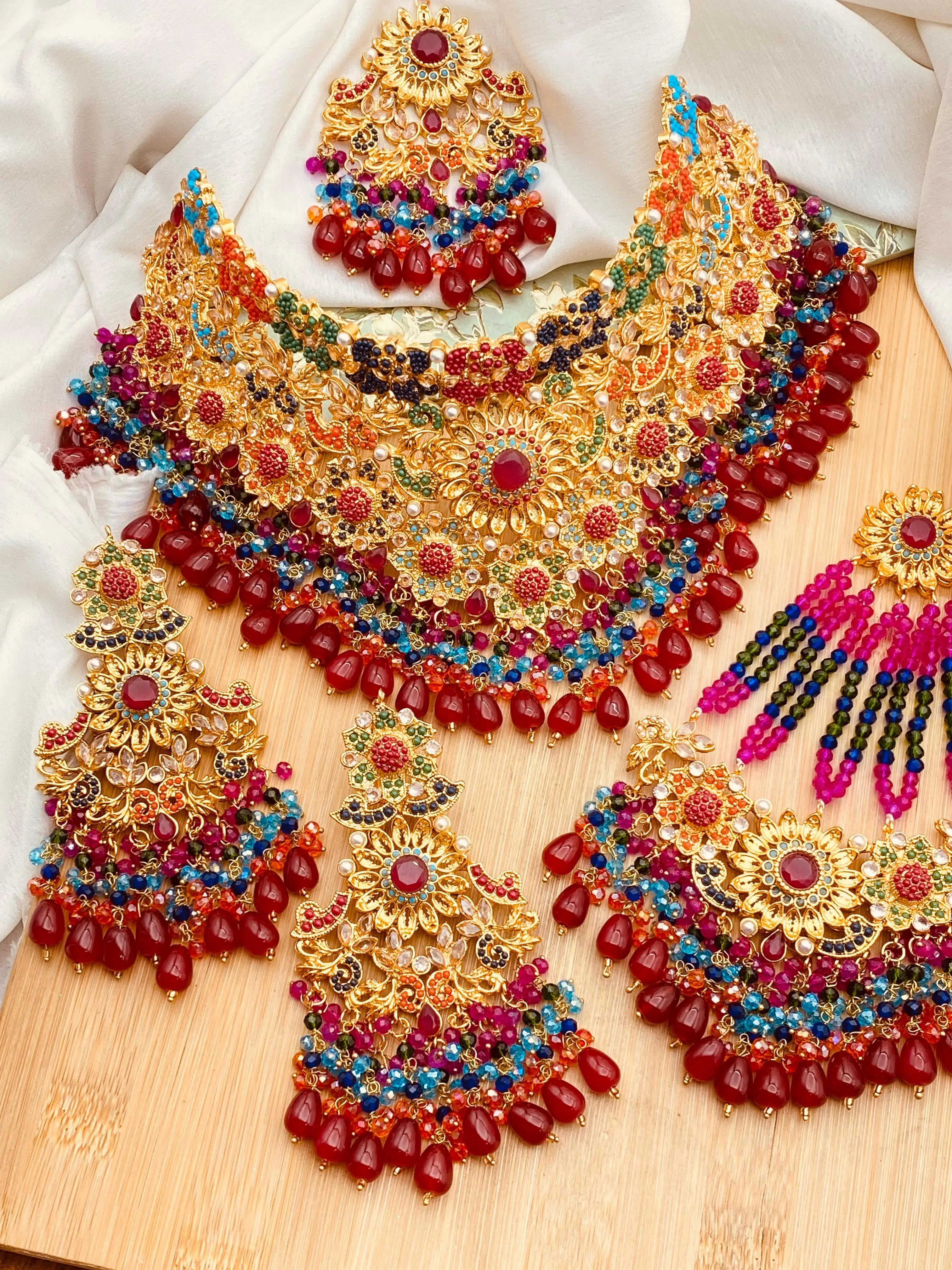 Traditional Noratan Bridal Collar set-2287 Nayab Jewellery