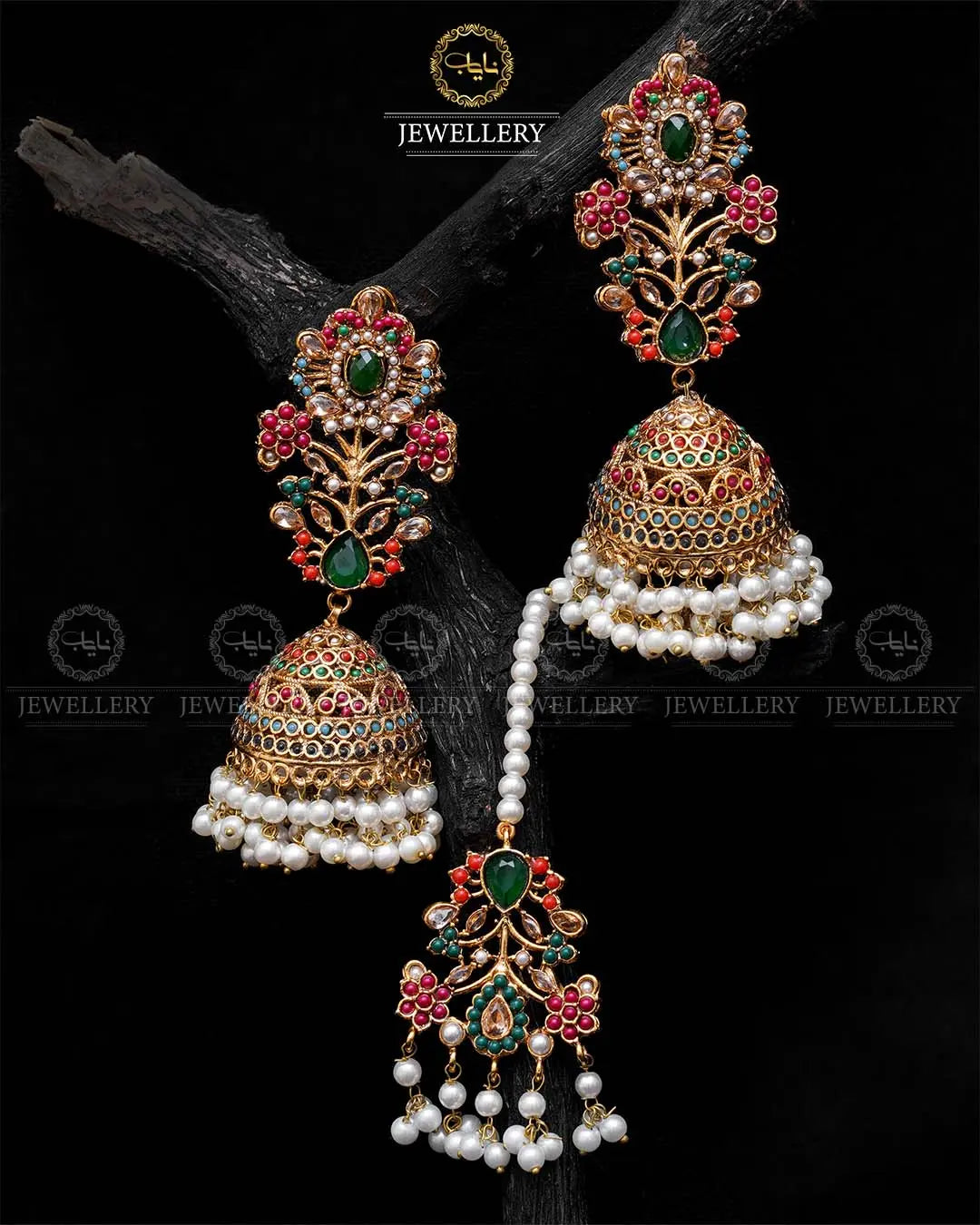 Traditional Noratan Jhumka Tika-2009 Nayab Jewellery