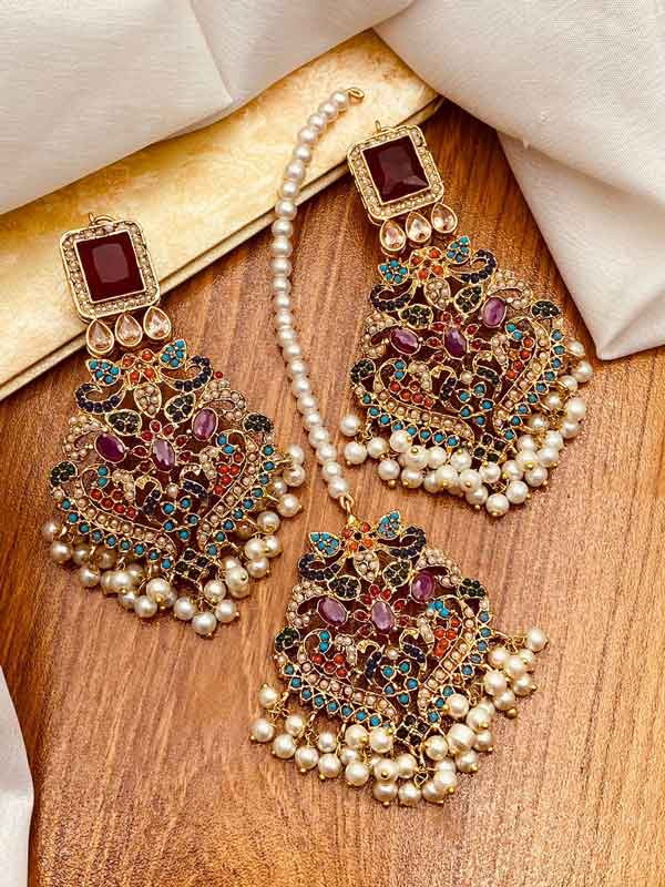 Traditional Noratan Earrings Tika Set NJ-1416