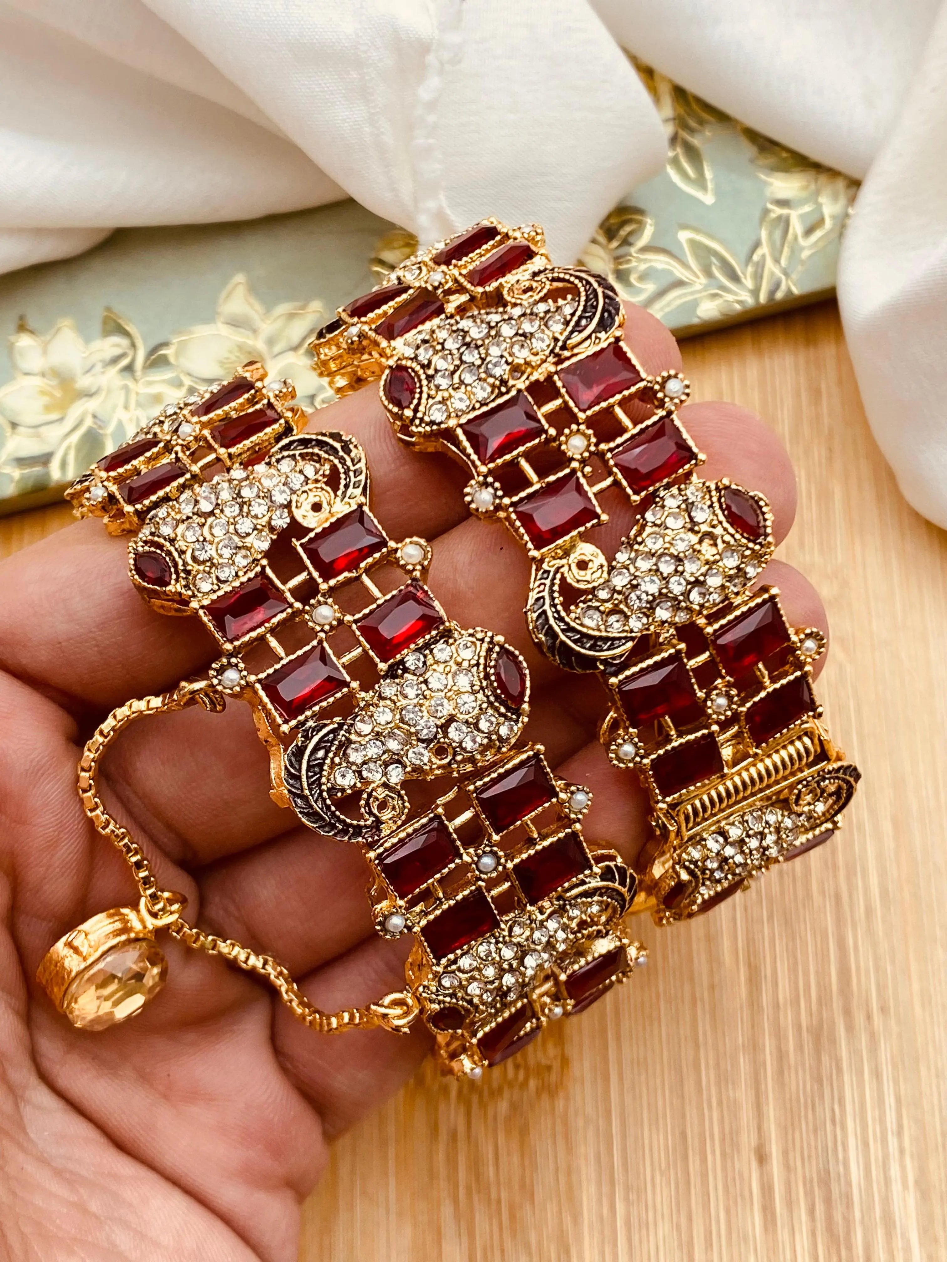 Traditional Noratan openable Bangles (pair)-2333-Golden Nayab Jewellery