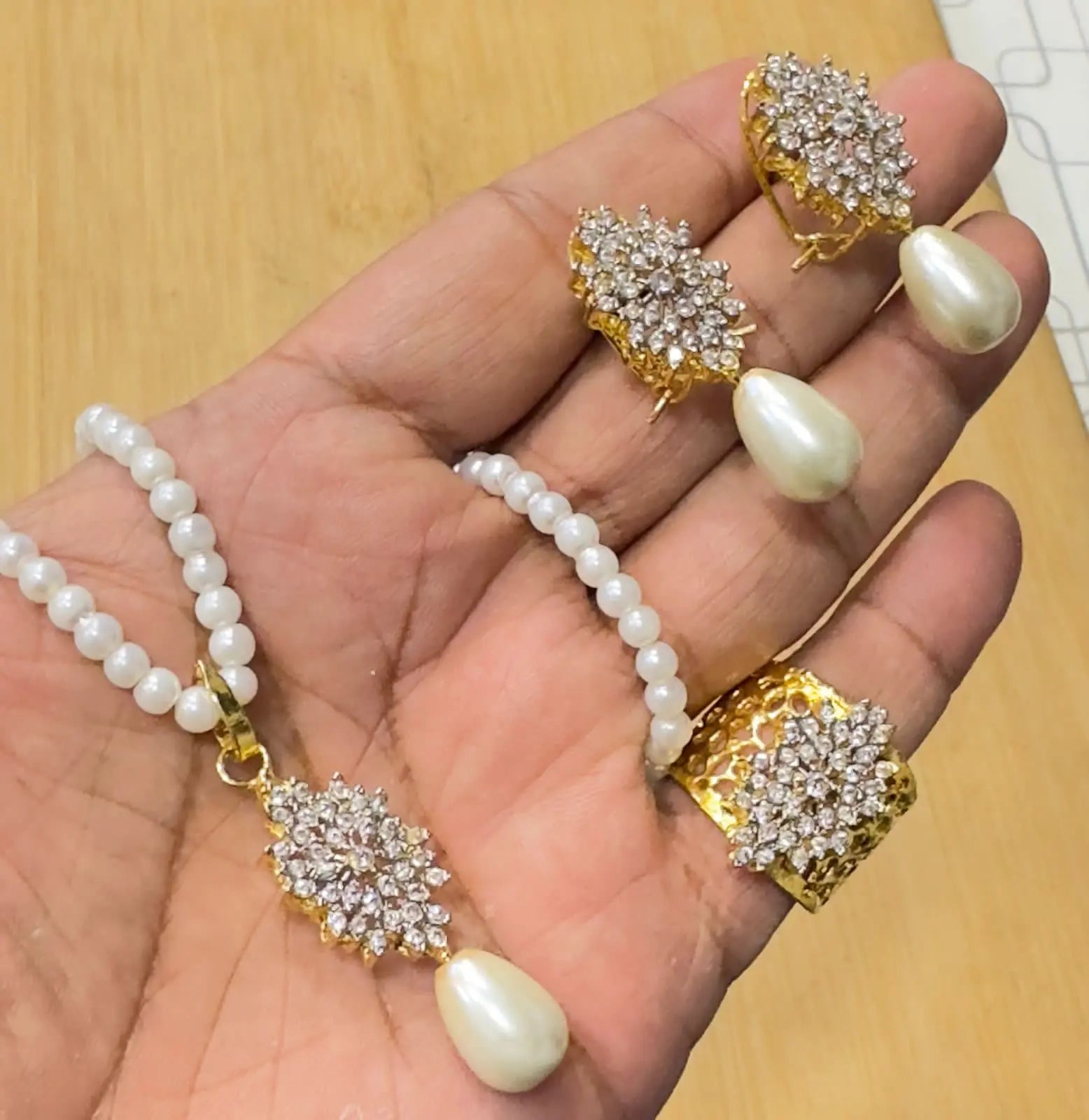 Trending Jarao Combo set with pearl mala -1956 Nayab Jewellery