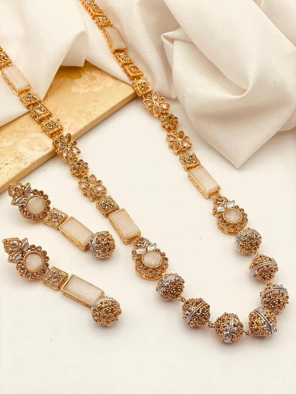 Trendy Bridal Egyptian Mala with Earring NJ-1166 Nayab Jewellery