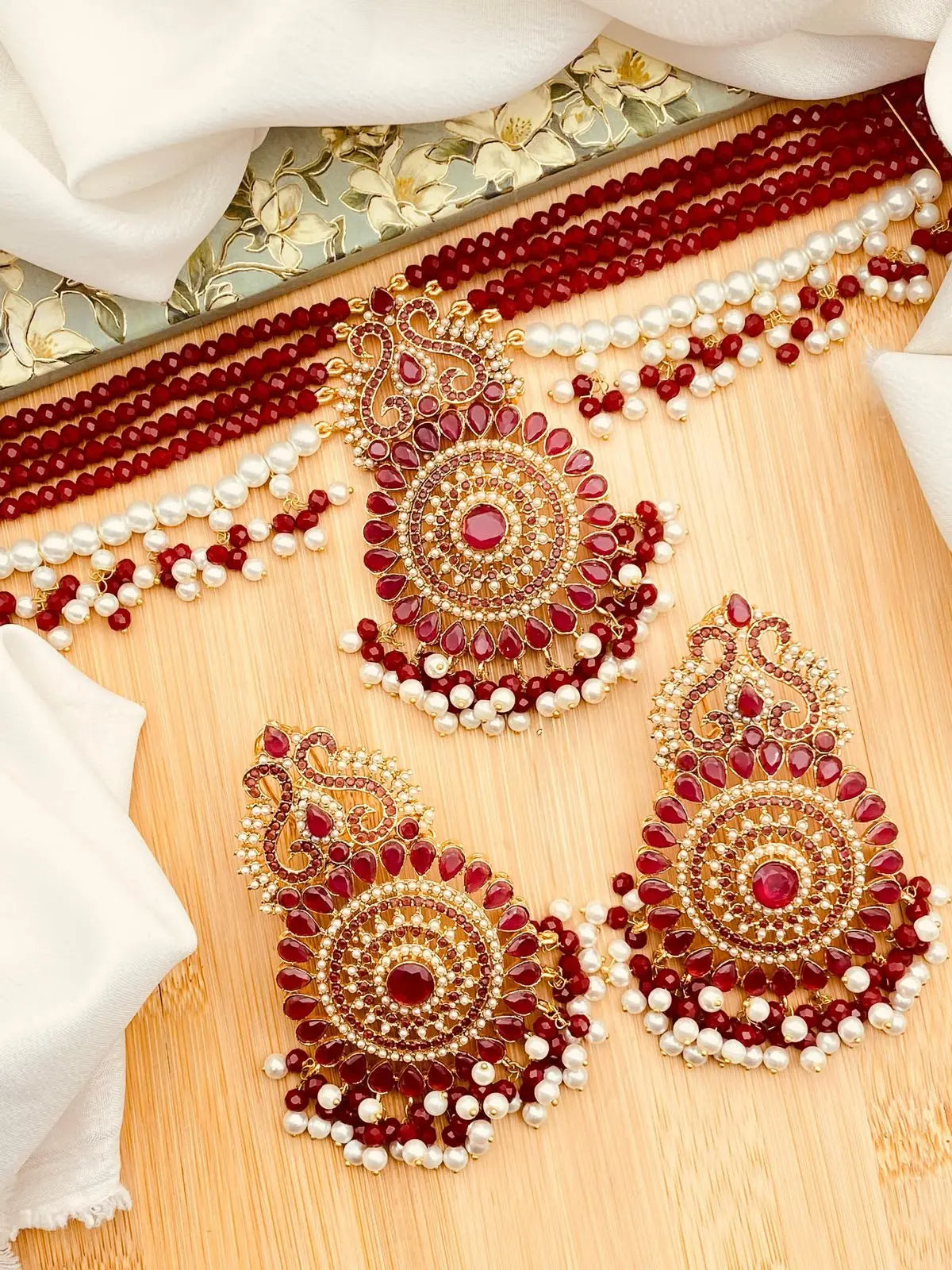 Turkish Chokar set With Hoops -1932 Nayab Jewellery