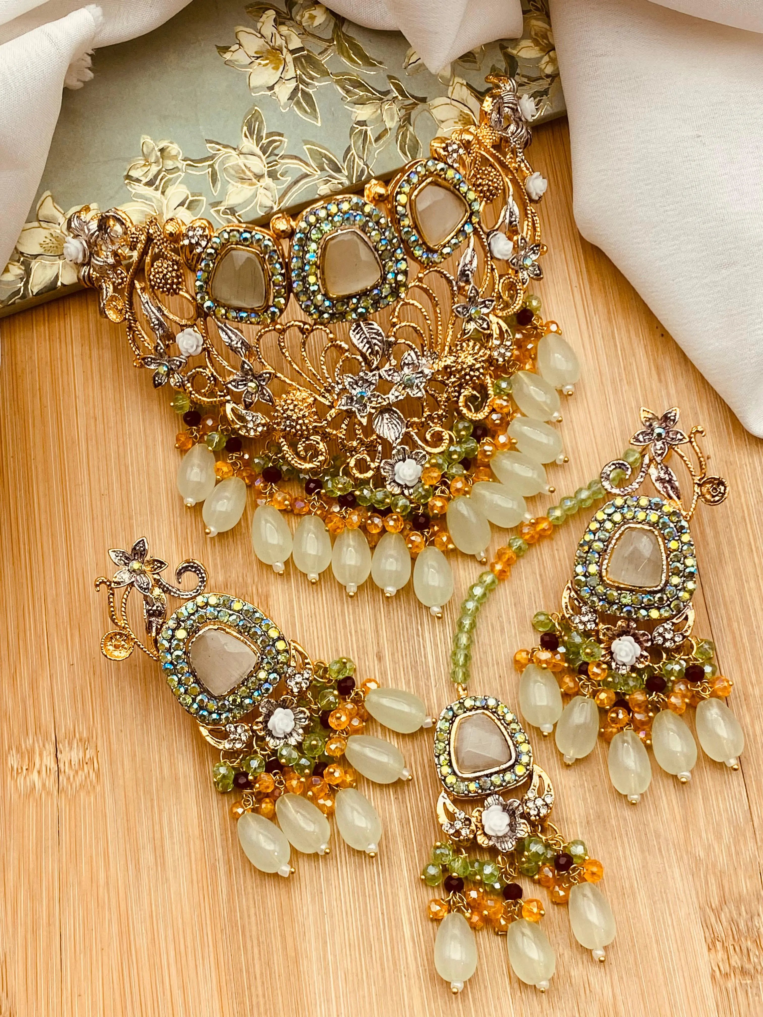 Turkish Collar Necklace set-2318 Nayab Jewellery