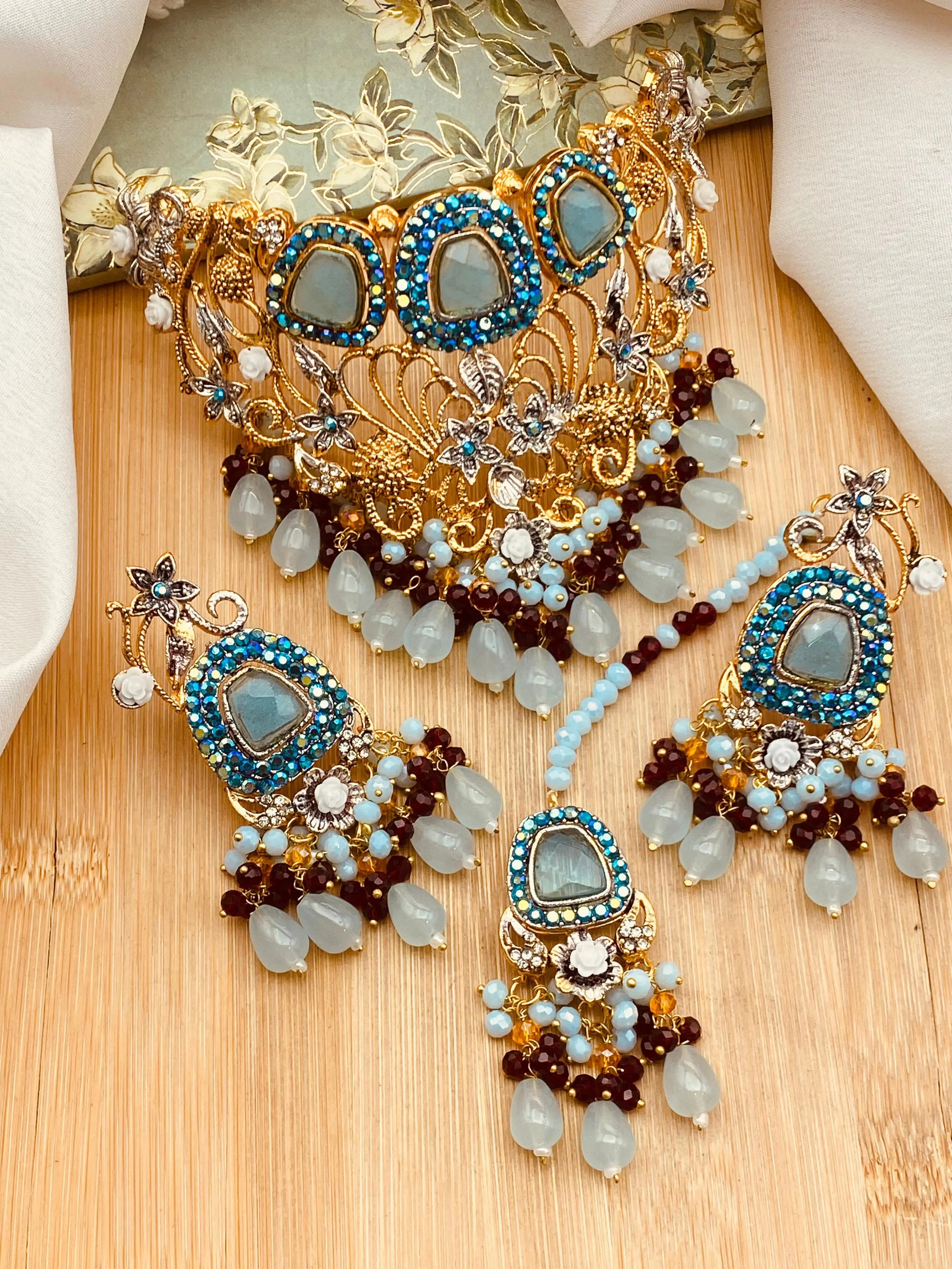 Turkish Collar Necklace set-2318 Nayab Jewellery