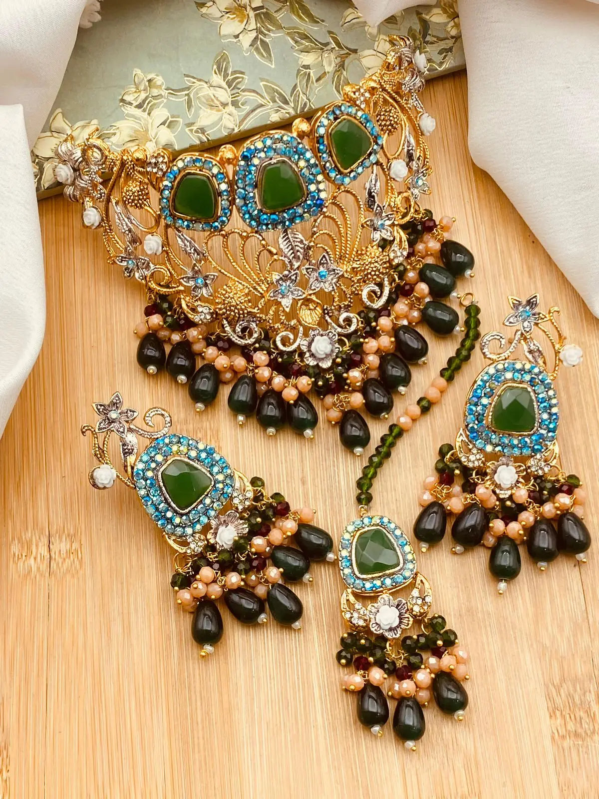 Turkish Collar Necklace set-2318 Nayab Jewellery