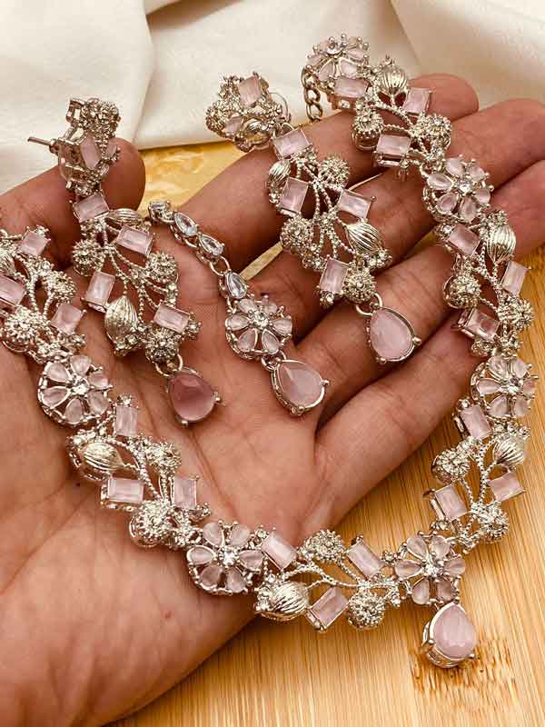 Turkish Necklace Set NJ-1528-Silver Nayab Jewellery