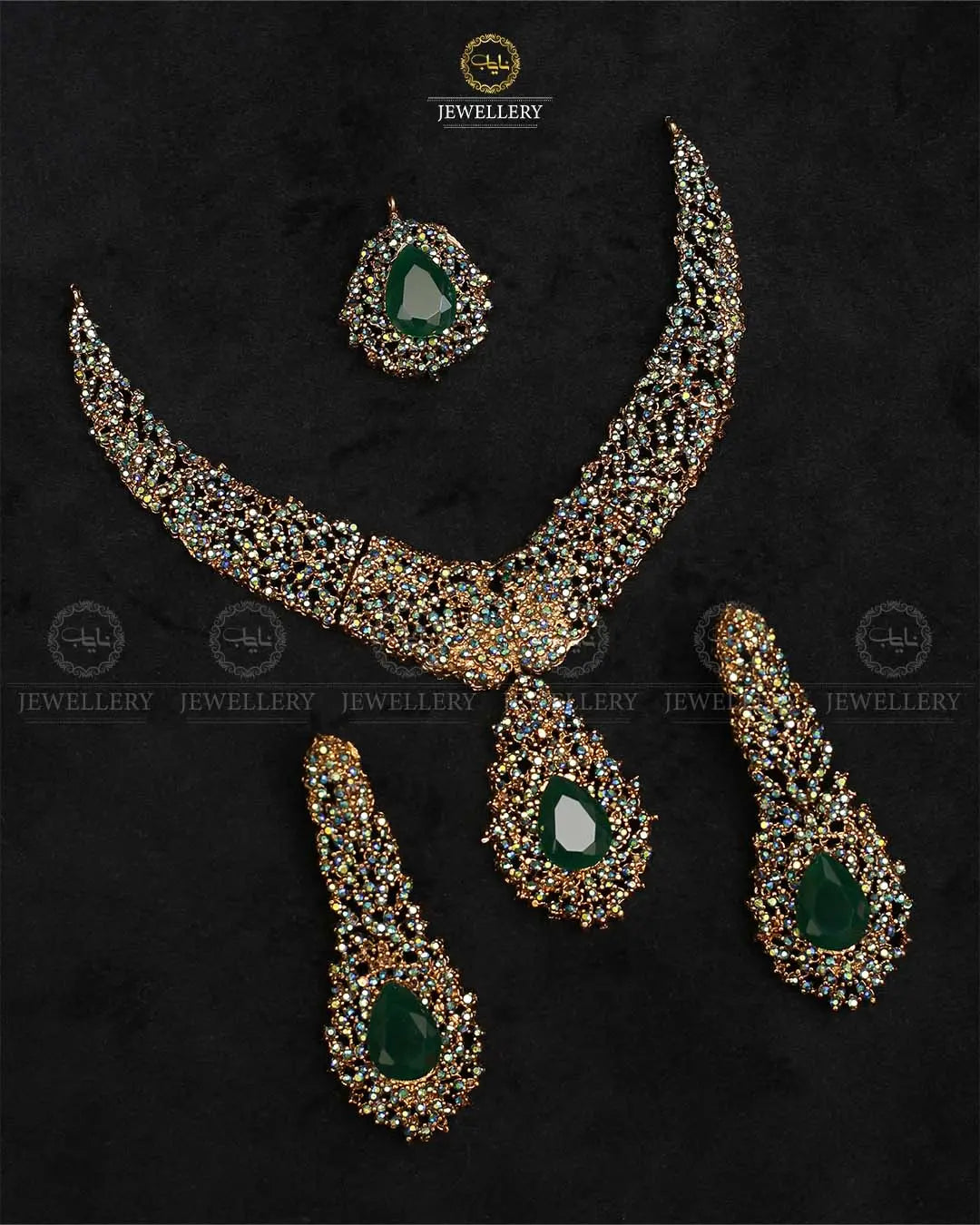 Turkish Stones Necklace set with Tika -2024 Nayab Jewellery