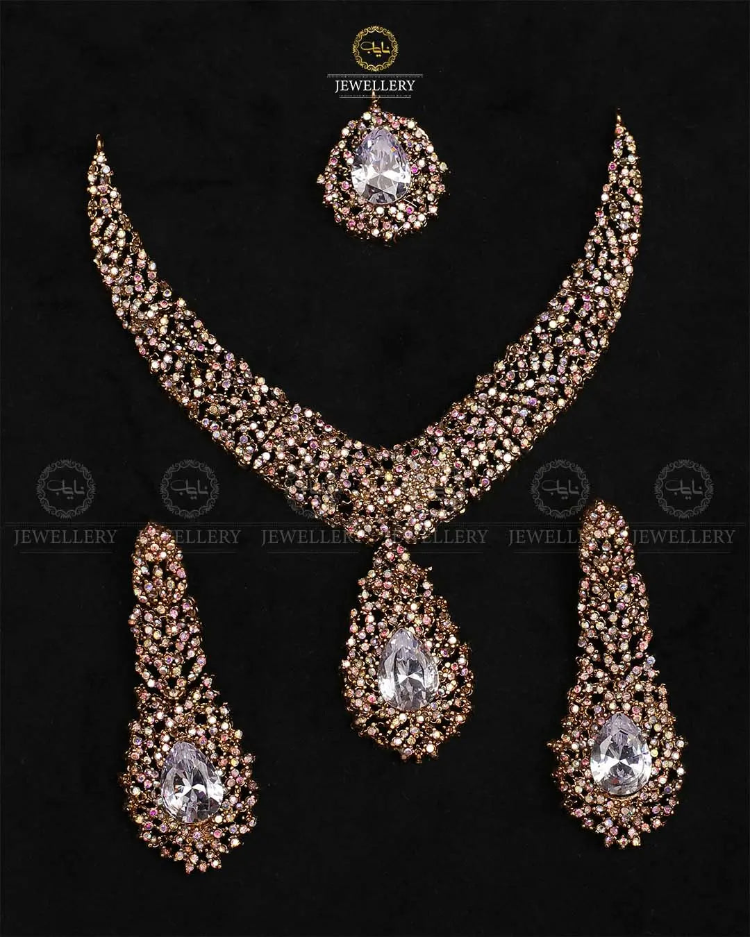 Turkish Stones Necklace set with Tika -2024 Nayab Jewellery